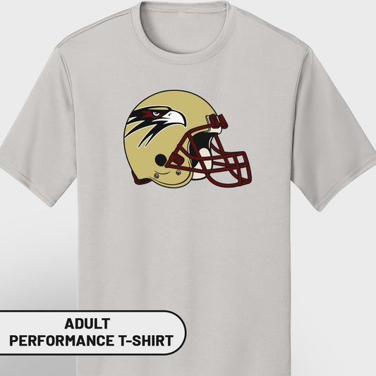 Light gray t-shirt with a gold football helmet featuring an eagle graphic and maroon accents.