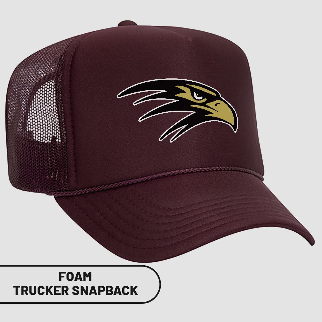 Maroon Foam Trucker Snapback Sports Hat with Eagle