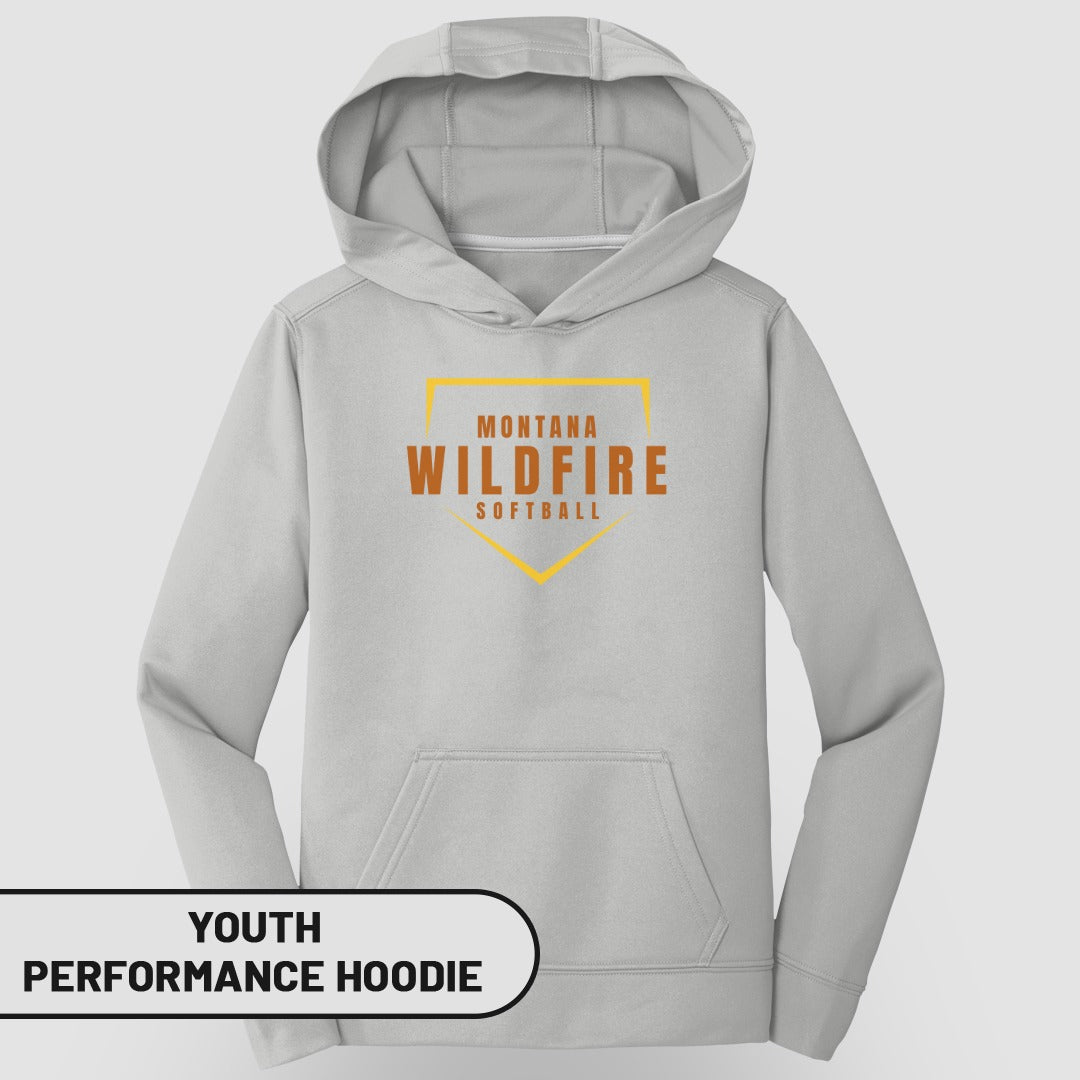 Montana Wildfire Softball Youth Performance Hoodie