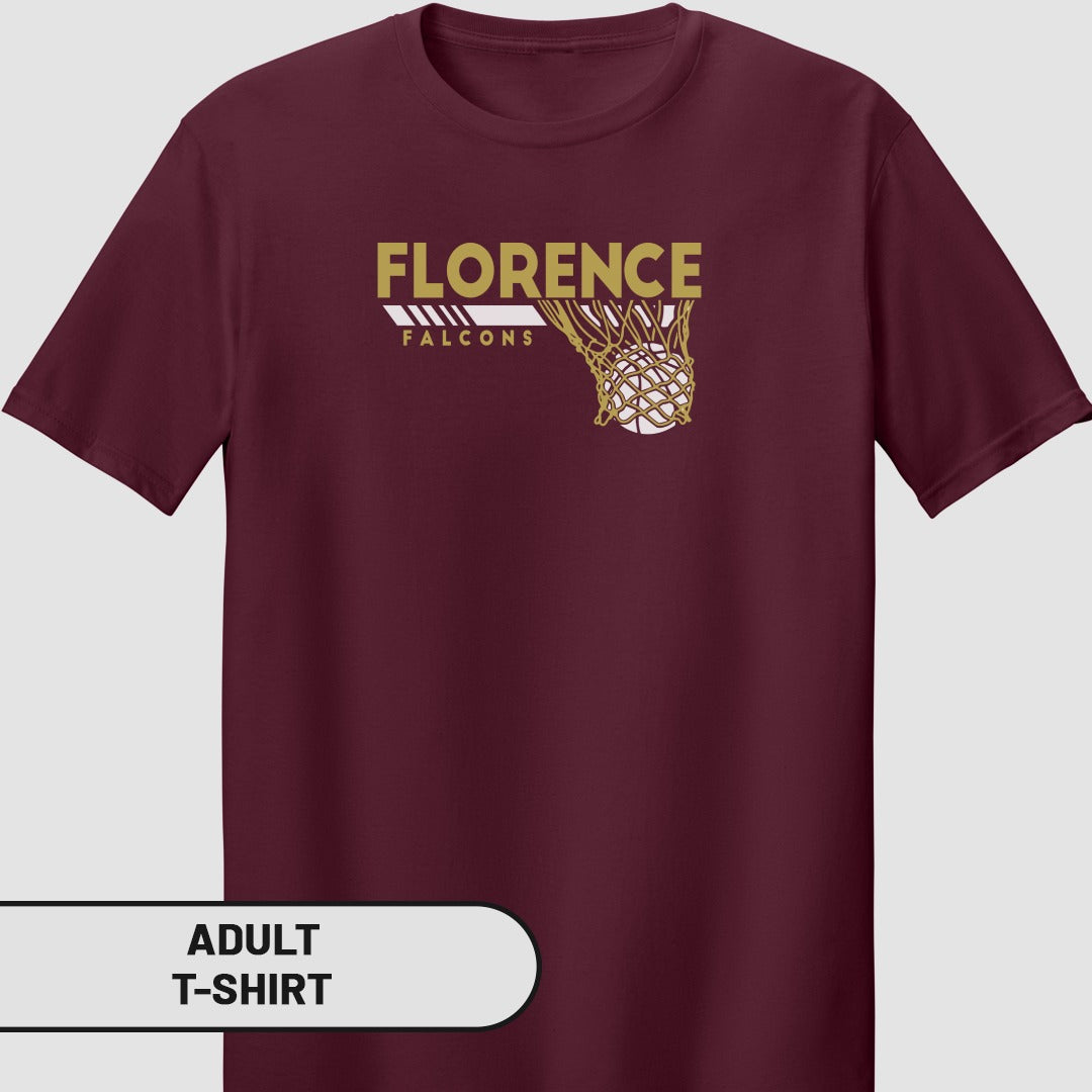 Florence Falcons Basketball Net Design T-Shirt