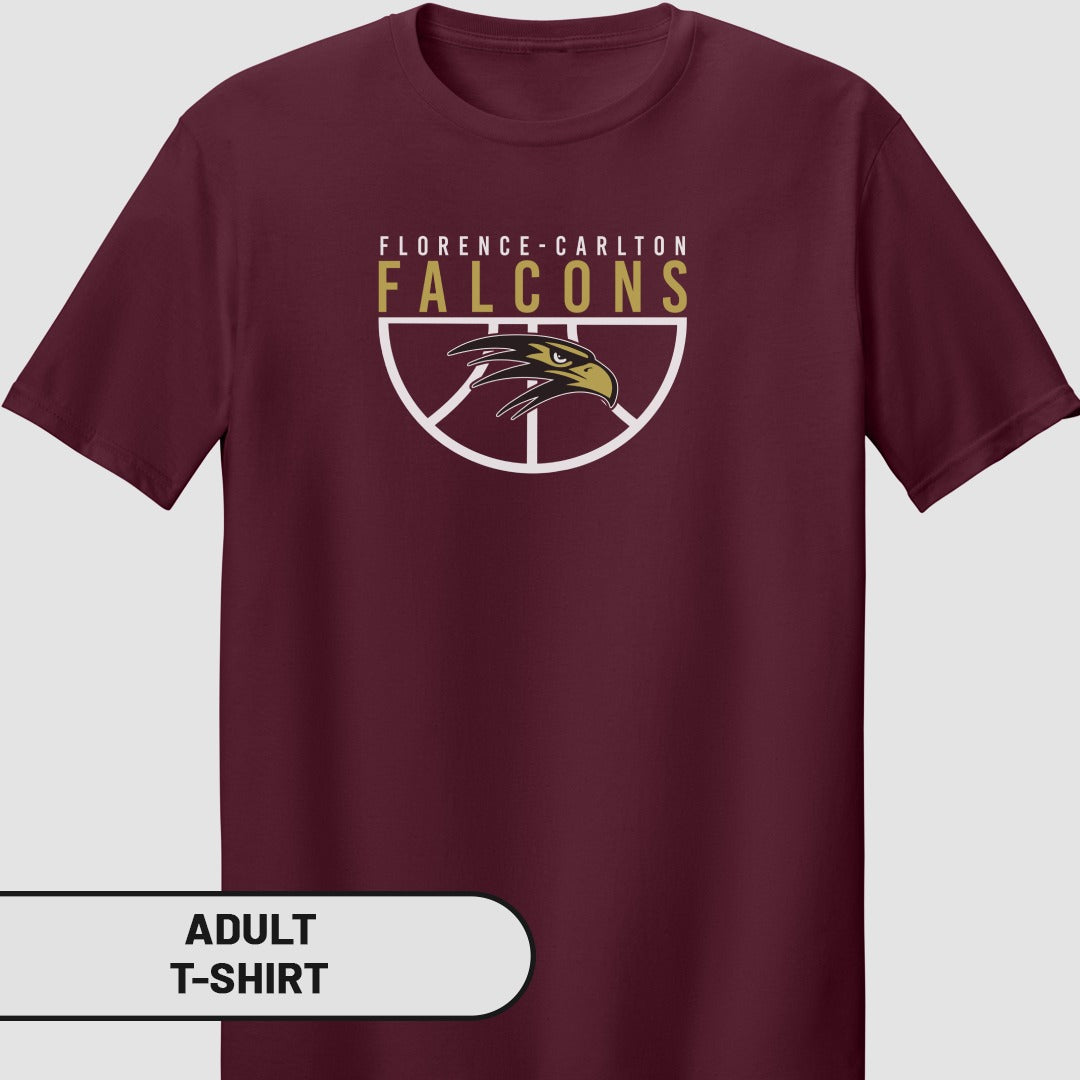 Florence Carlton Falcons Basketball Adult T-shirt