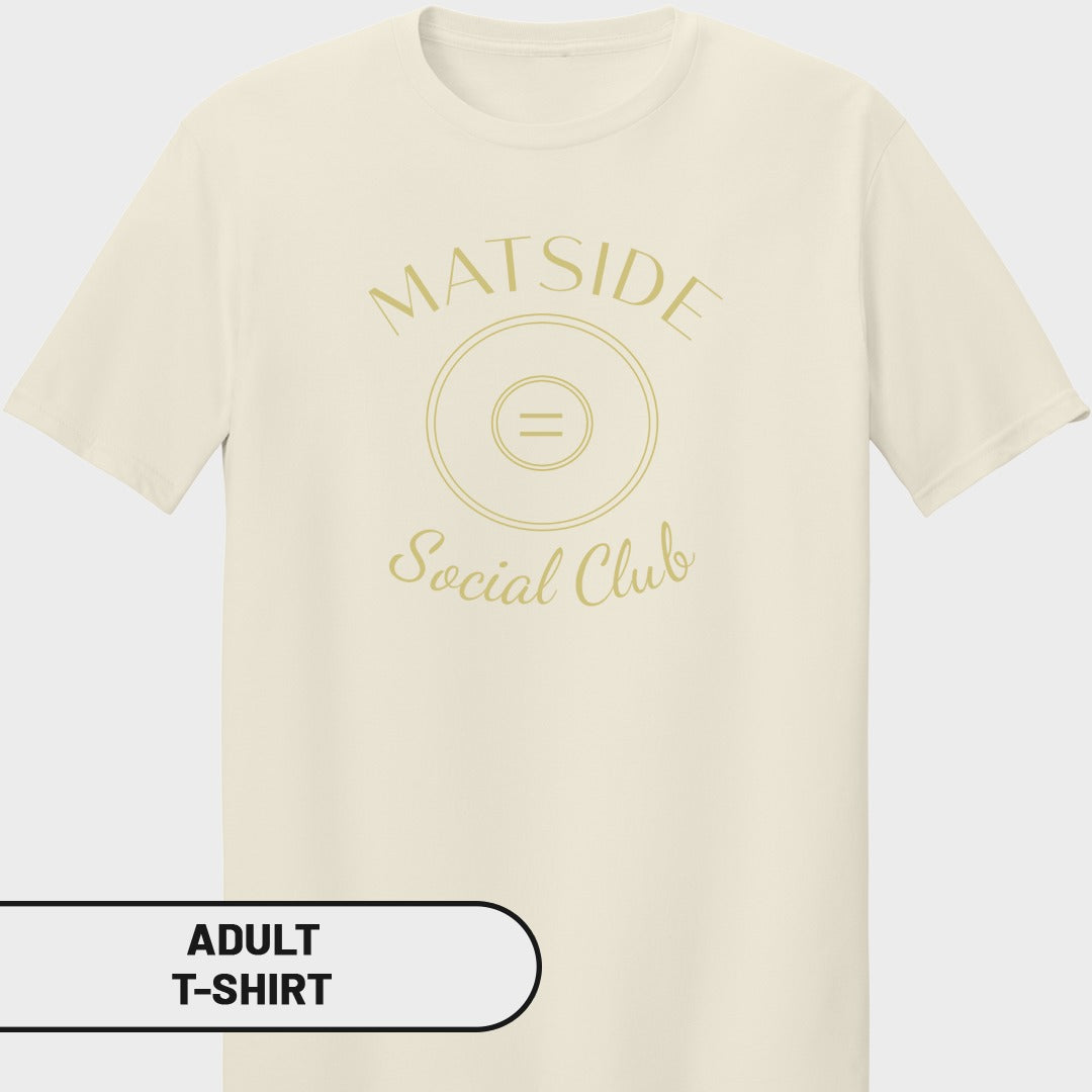 Adult t-shirt with "MATSIDE Social Club" text and circular logo.