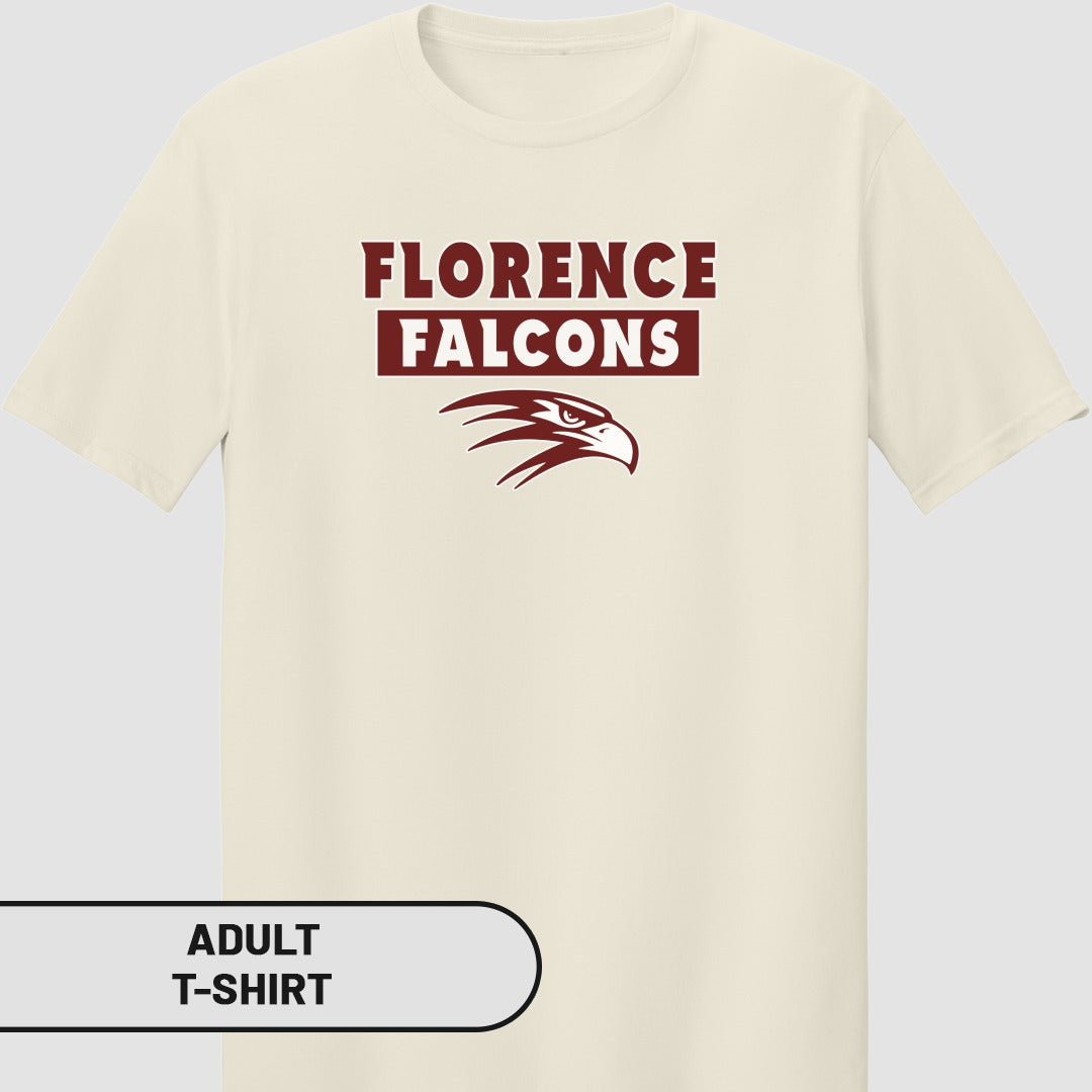 Florence Falcons Logo Print Adult T-Shirt