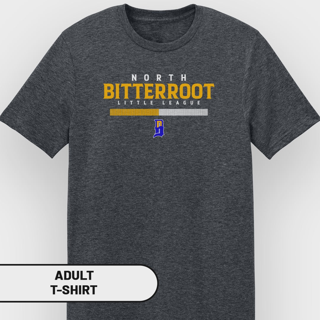 Adult t-shirt with "North Bitterroot Little League" logo.
