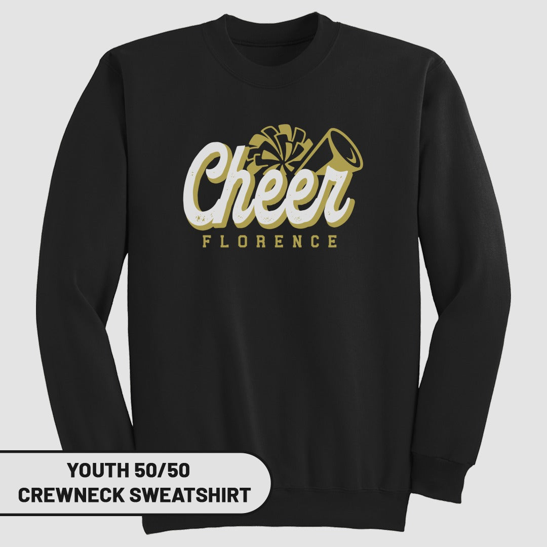 Florence Cheer Design Youth Crewneck Sweatshirt