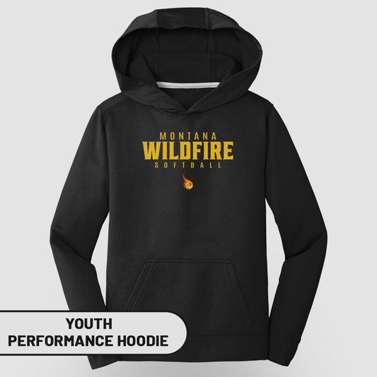 Montana Wildfire Softball Youth Performance Hoodie