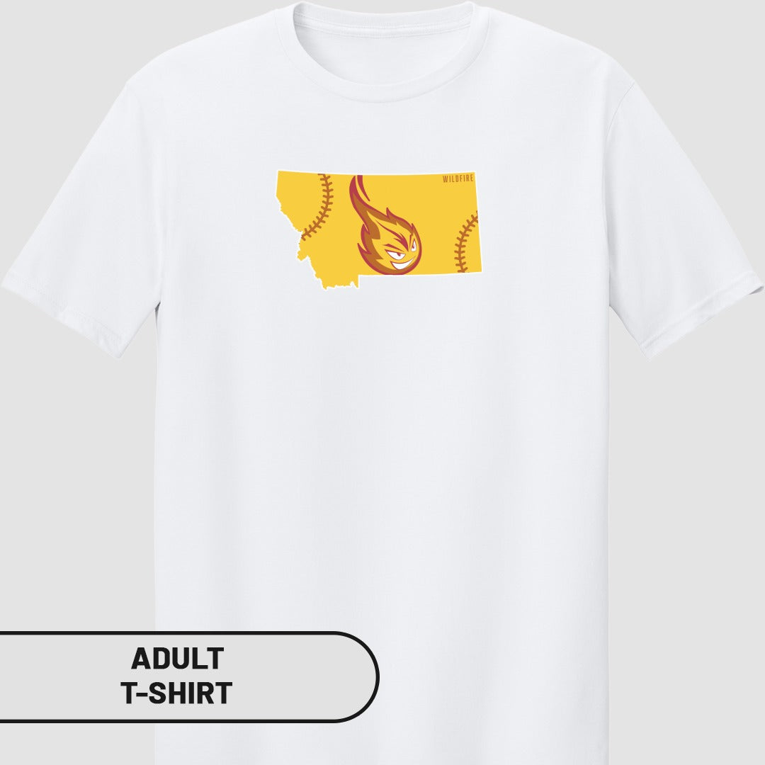 Montana Fireball Design Printed Adult T-shirt