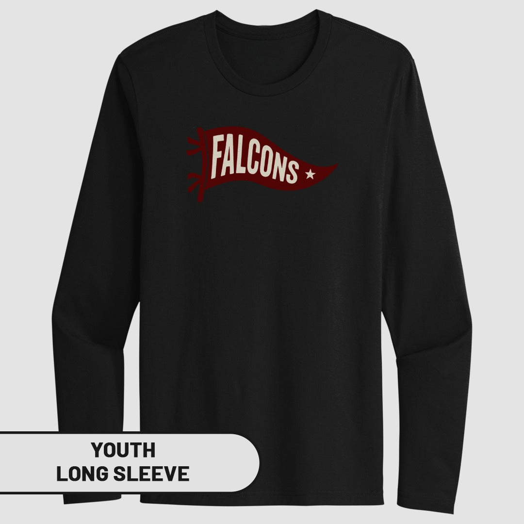 Falcons Youth Long Sleeve Shirt with Bold Logo Design