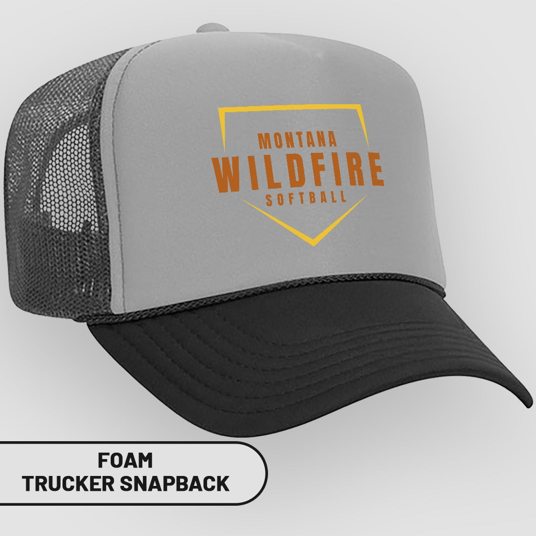 Montana Wildfire Softball Foam Trucker Snapback Hat