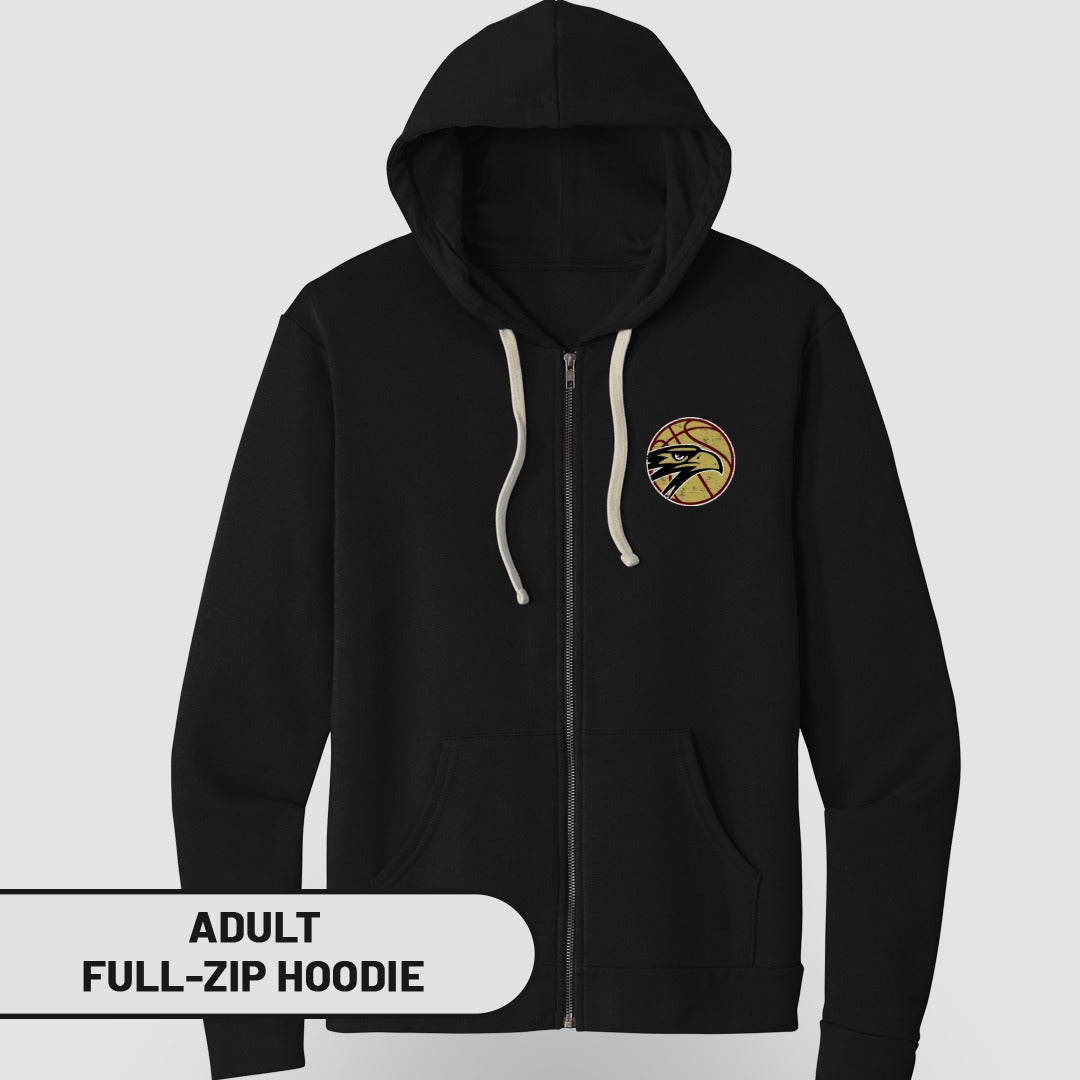 Stylish Adult Full-Zip Hoodie with Basketball Logo