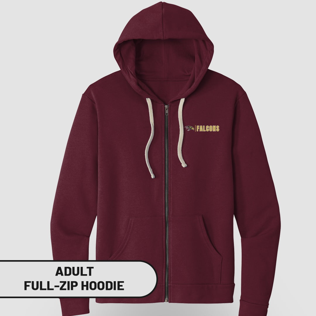 Maroon Full-Zip Hoodie with Falcons Logo Product
