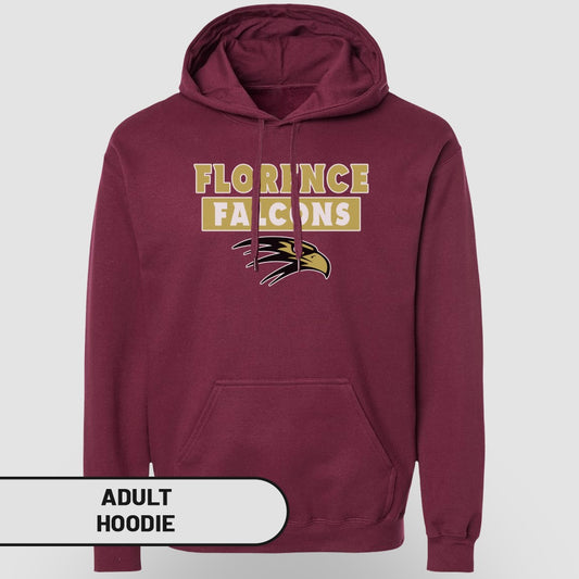 Florence Falcons Logo Design Maroon Adult Hoodie