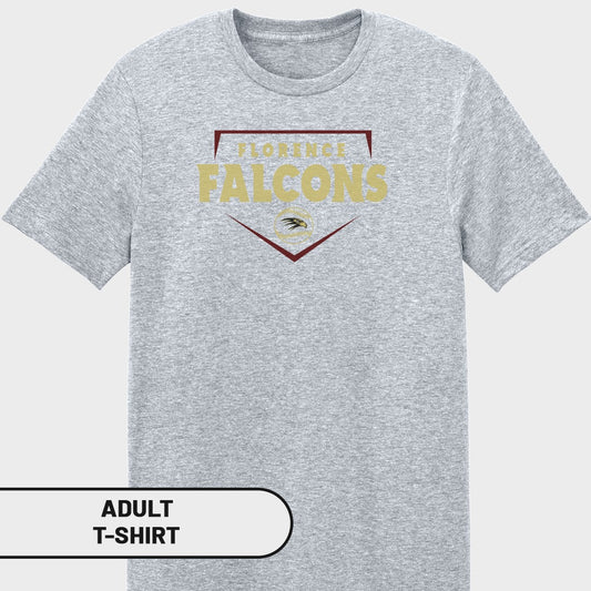 Gray adult t-shirt with "FLORENCE FALCONS" and a falcon logo.