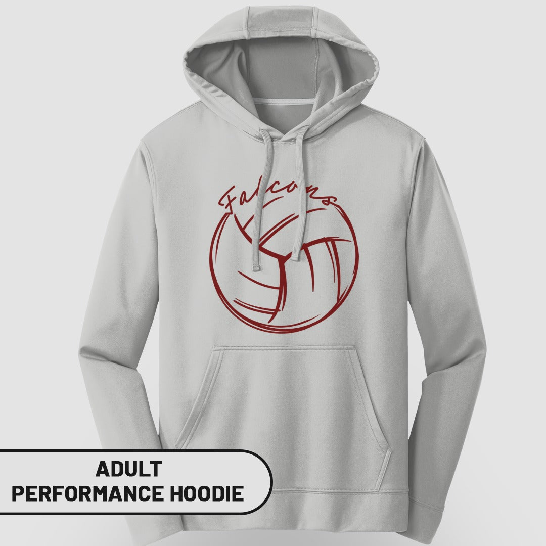 Falcons Volleyball Graphic Adult Performance Hoodie