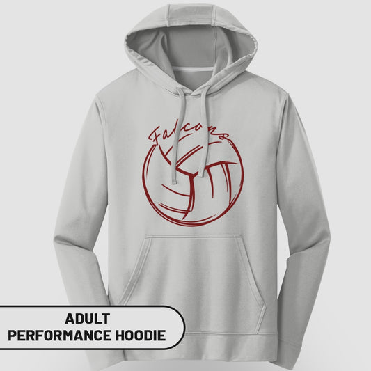 Falcons Volleyball Graphic Adult Performance Hoodie