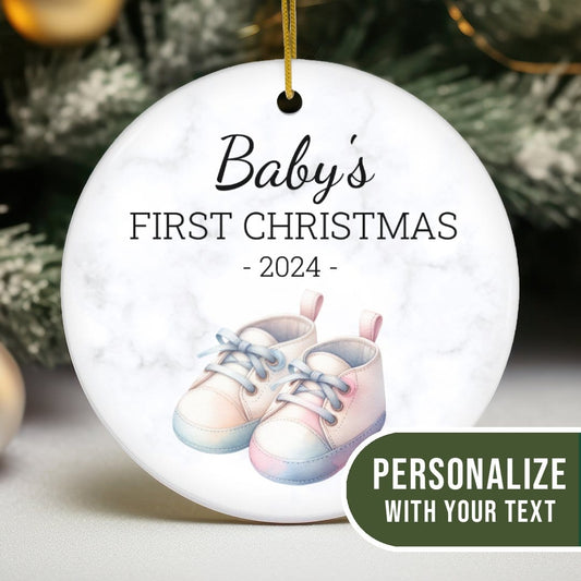 MyDesigns Personalized Ornament Baby Shoes | Personalized Baby's First Christmas Ornament