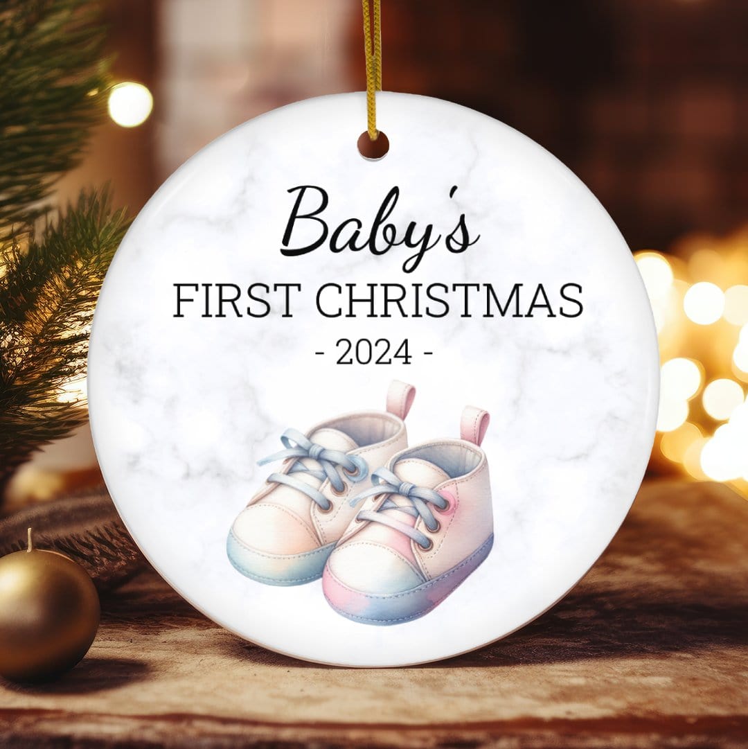 MyDesigns Personalized Ornament Baby Shoes | Personalized Baby's First Christmas Ornament