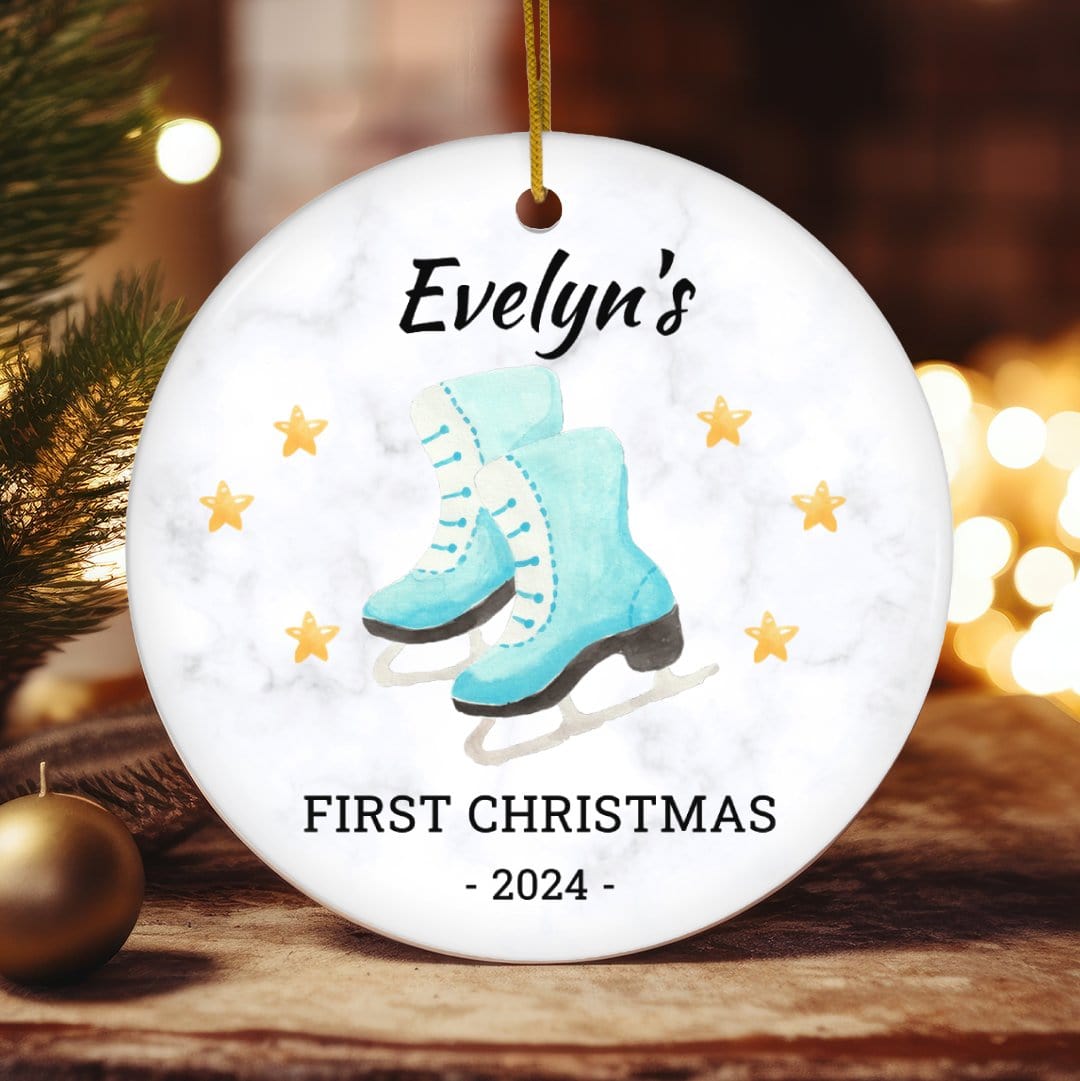 MyDesigns Personalized Ornament Ice Skates | Personalized Baby's First Christmas Ornament