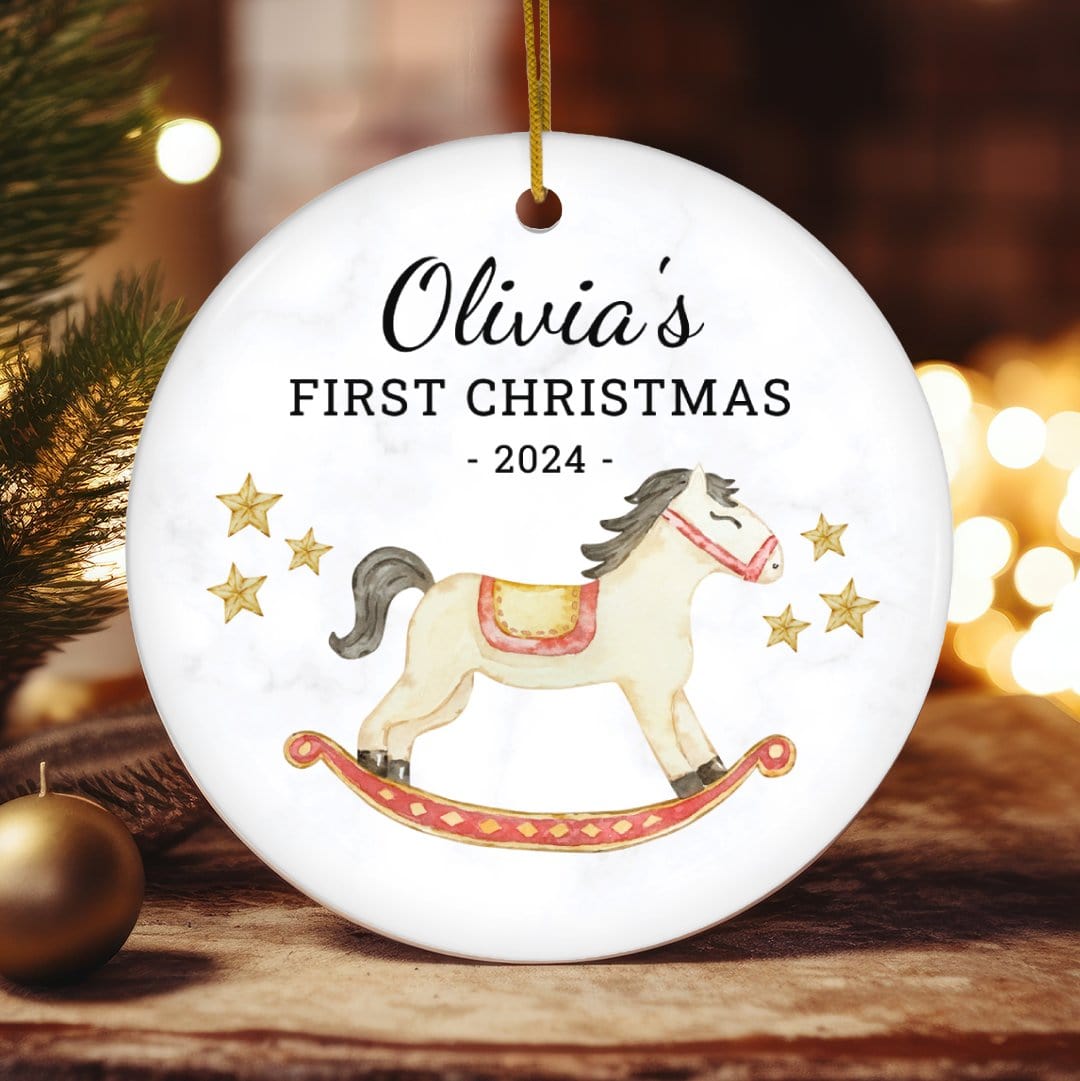 MyDesigns Personalized Ornament Rocking Horse | Personalized Baby's First Christmas Ornament