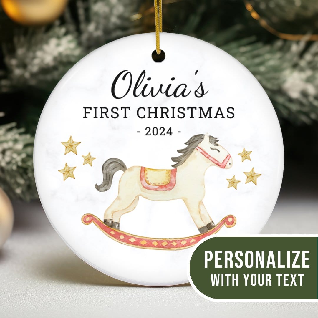 MyDesigns Personalized Ornament Rocking Horse | Personalized Baby's First Christmas Ornament