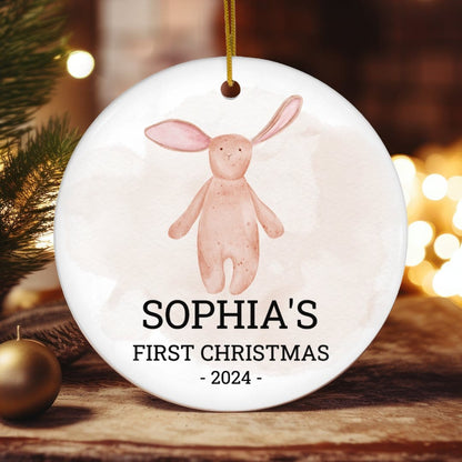 MyDesigns Personalized Ornament Stuffed Bunny | Personalized Baby's First Christmas Ornament