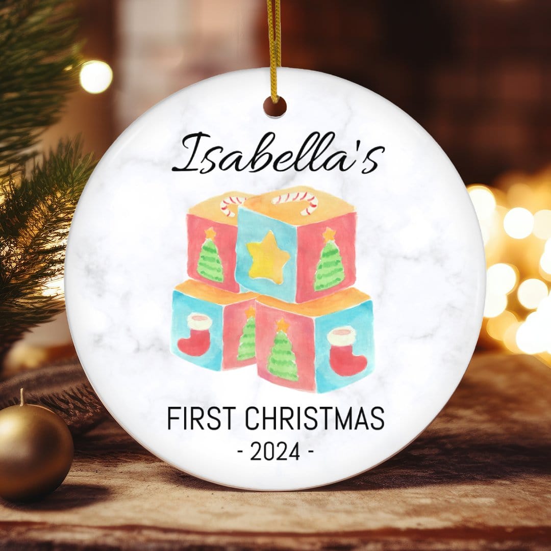 MyDesigns Personalized Ornament Toy Blocks | Personalized Baby's First Christmas Ornament