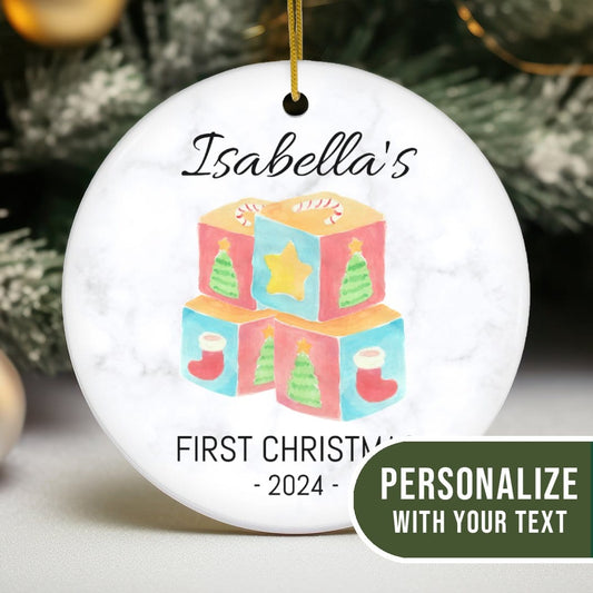 MyDesigns Personalized Ornament Toy Blocks | Personalized Baby's First Christmas Ornament