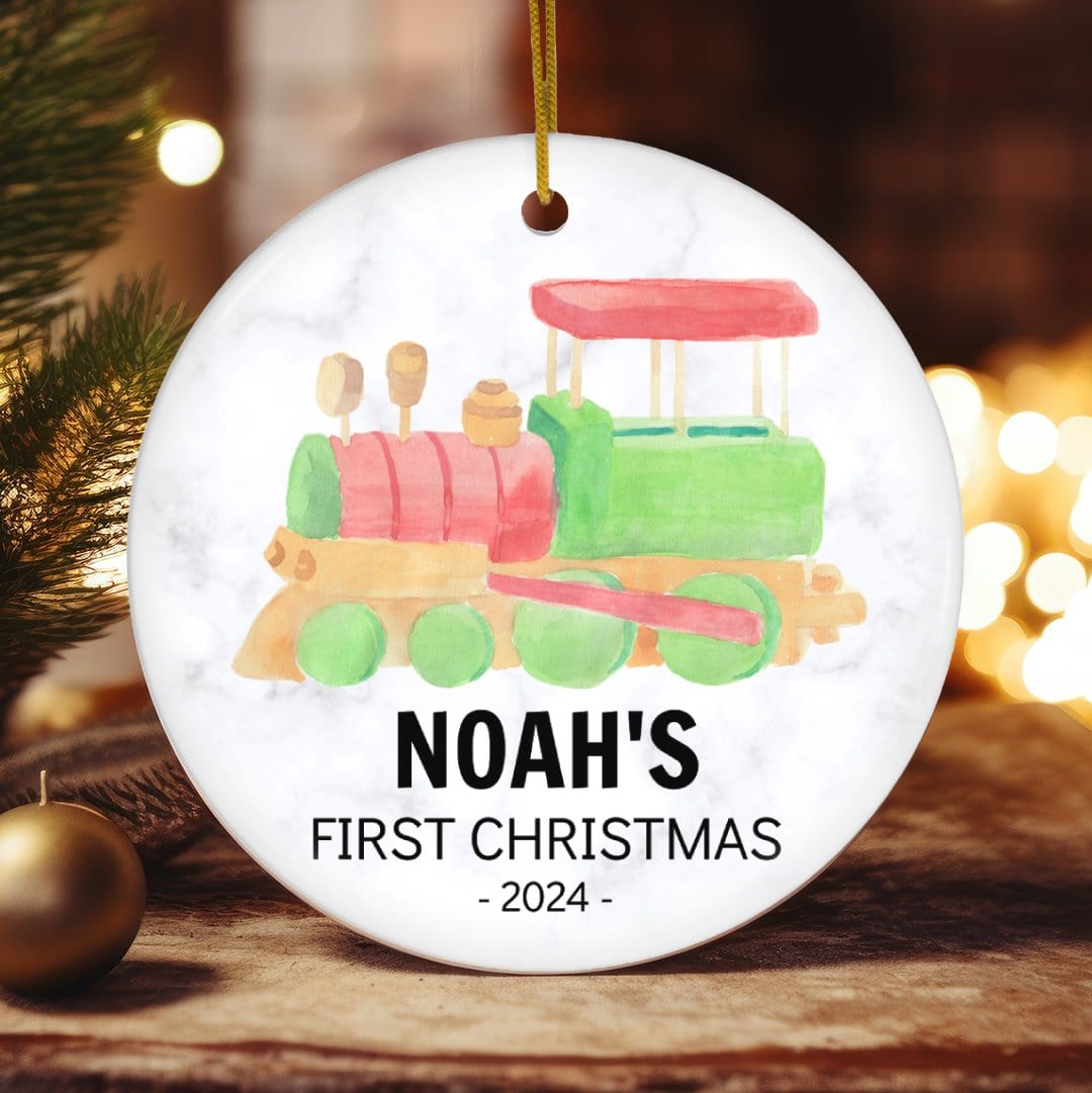 MyDesigns Personalized Ornament Toy Train | Personalized Baby's First Christmas Ornament