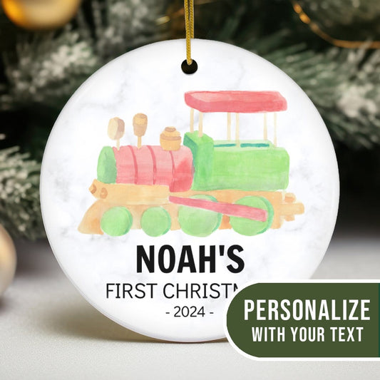 MyDesigns Personalized Ornament Toy Train | Personalized Baby's First Christmas Ornament