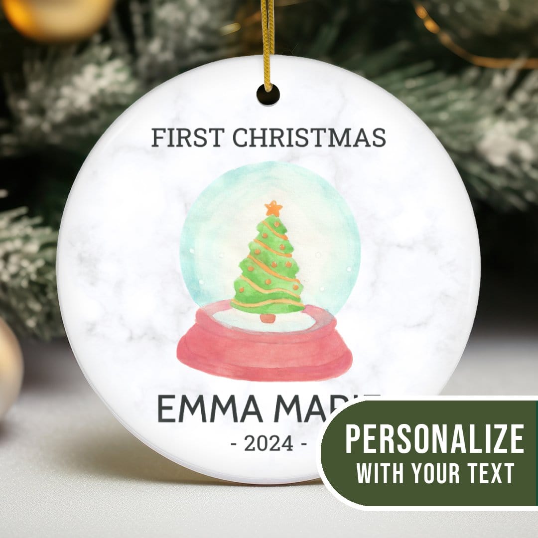 MyDesigns Personalized Ornament Tree Snowglobe | Personalized Baby's First Christmas Ornament