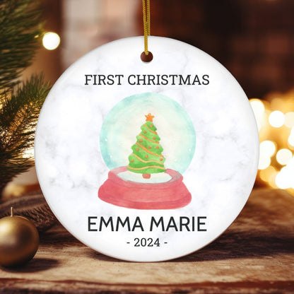 MyDesigns Personalized Ornament Tree Snowglobe | Personalized Baby's First Christmas Ornament