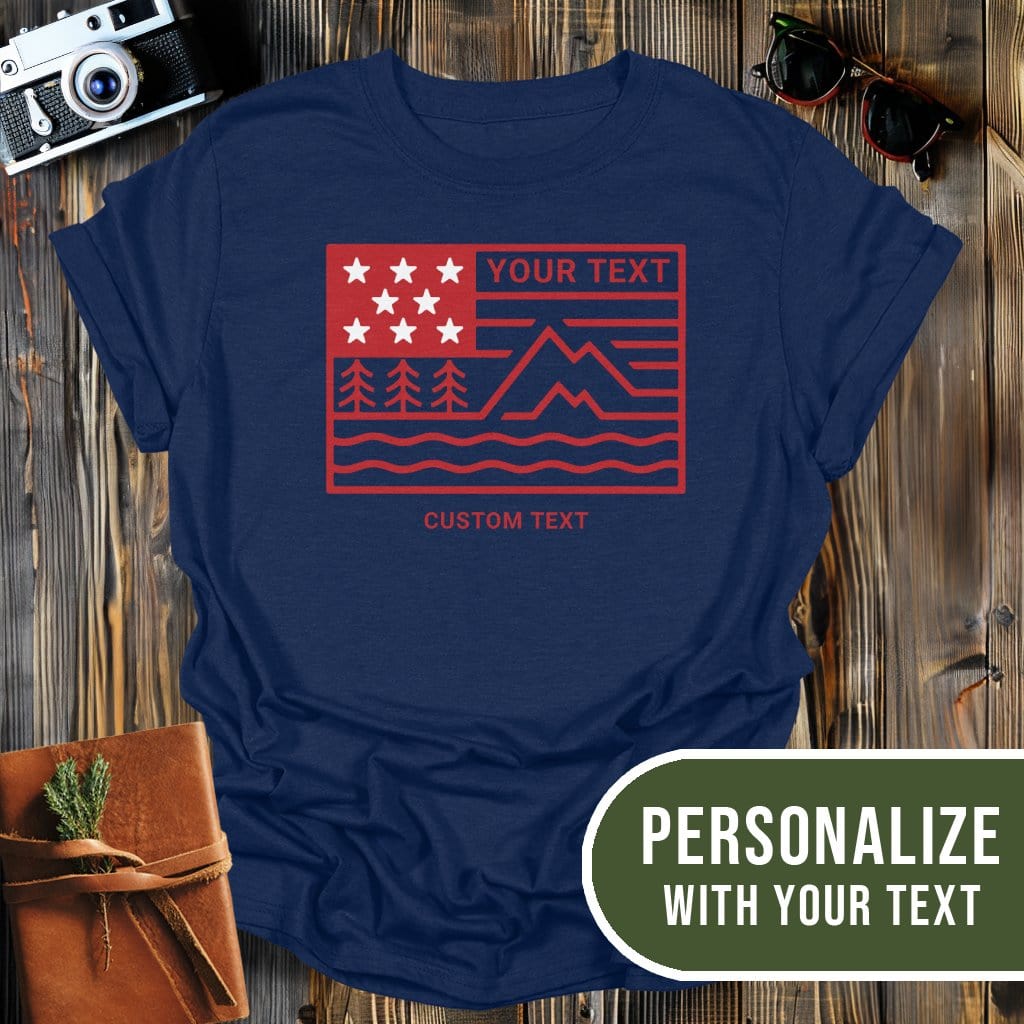 MyDesigns Physical Item Personalized Mountain Flag T-Shirt