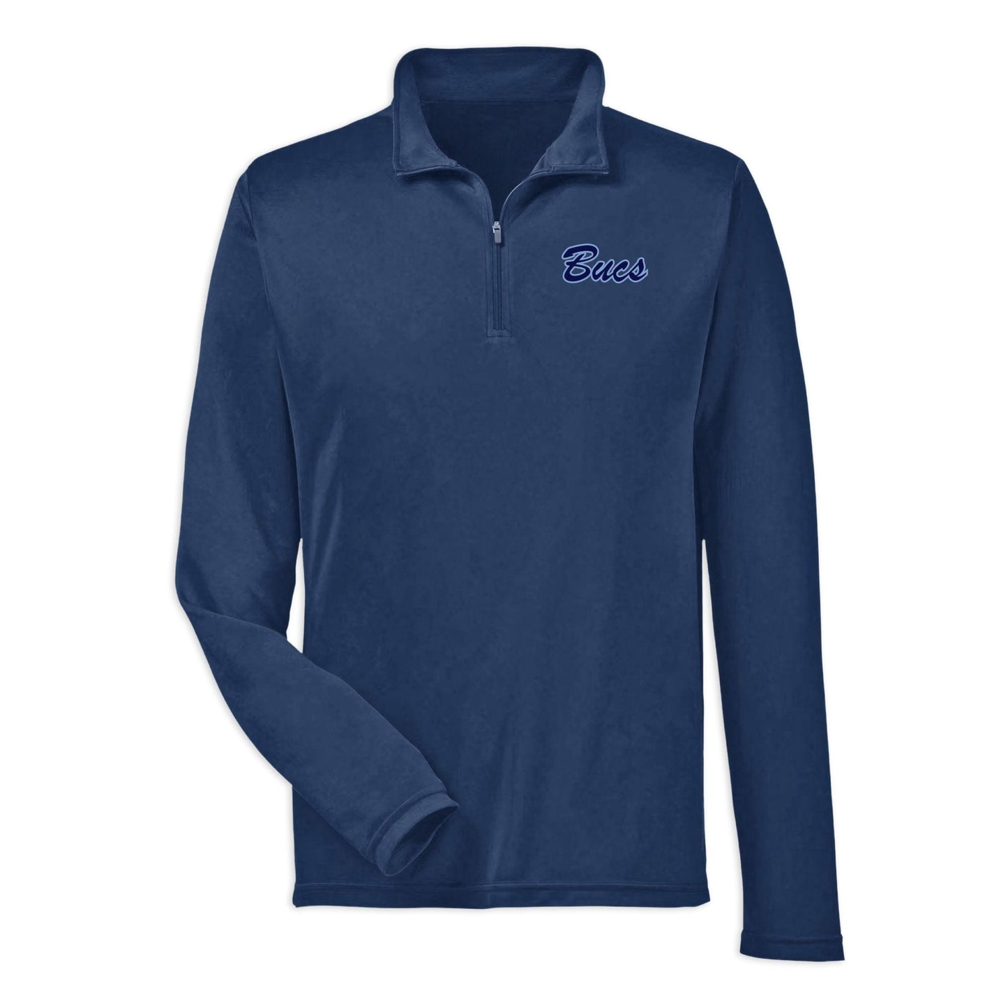 Infinity Design Co Quarter Zip Classic 'Bucs' Script Navy & Light Blue Adult 1/4 Zip Performance Long Sleeve Shirt | BB007 (Copy)