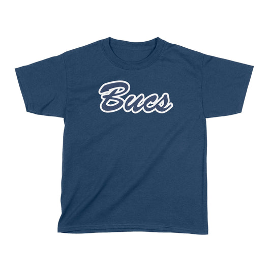 Infinity Design Co Youth T-Shirt Classic 'Bucs' Script Navy & White Youth T-Shirt | BB015