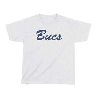 Infinity Design Co Youth T-Shirt Classic 'Bucs' Script Navy & White Youth T-Shirt | BB015