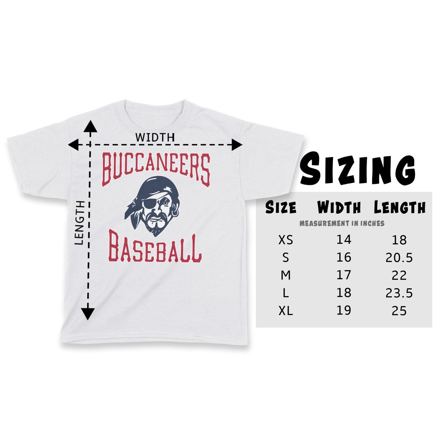 Infinity Design Co Youth T-Shirt Traditional Buccaneers Baseball Youth T-Shirt | BB013Y